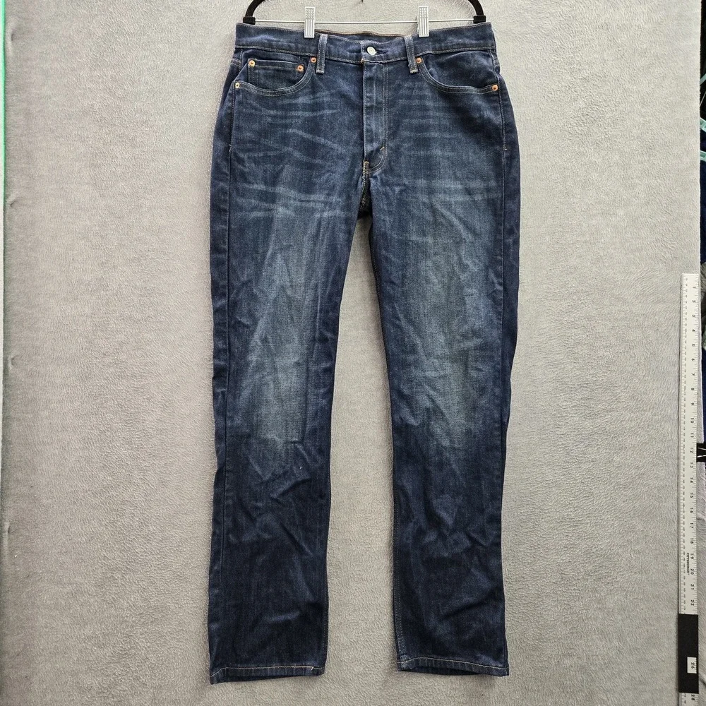 Levi's 514 Men Jeans 36X34 Blue Denim Straight Fit Logo 32